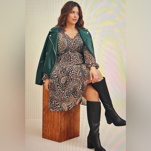 Torrid Paisley Chiffon Babydoll Dress – Size 0 (L/12) NWT - Picture 1 of 6